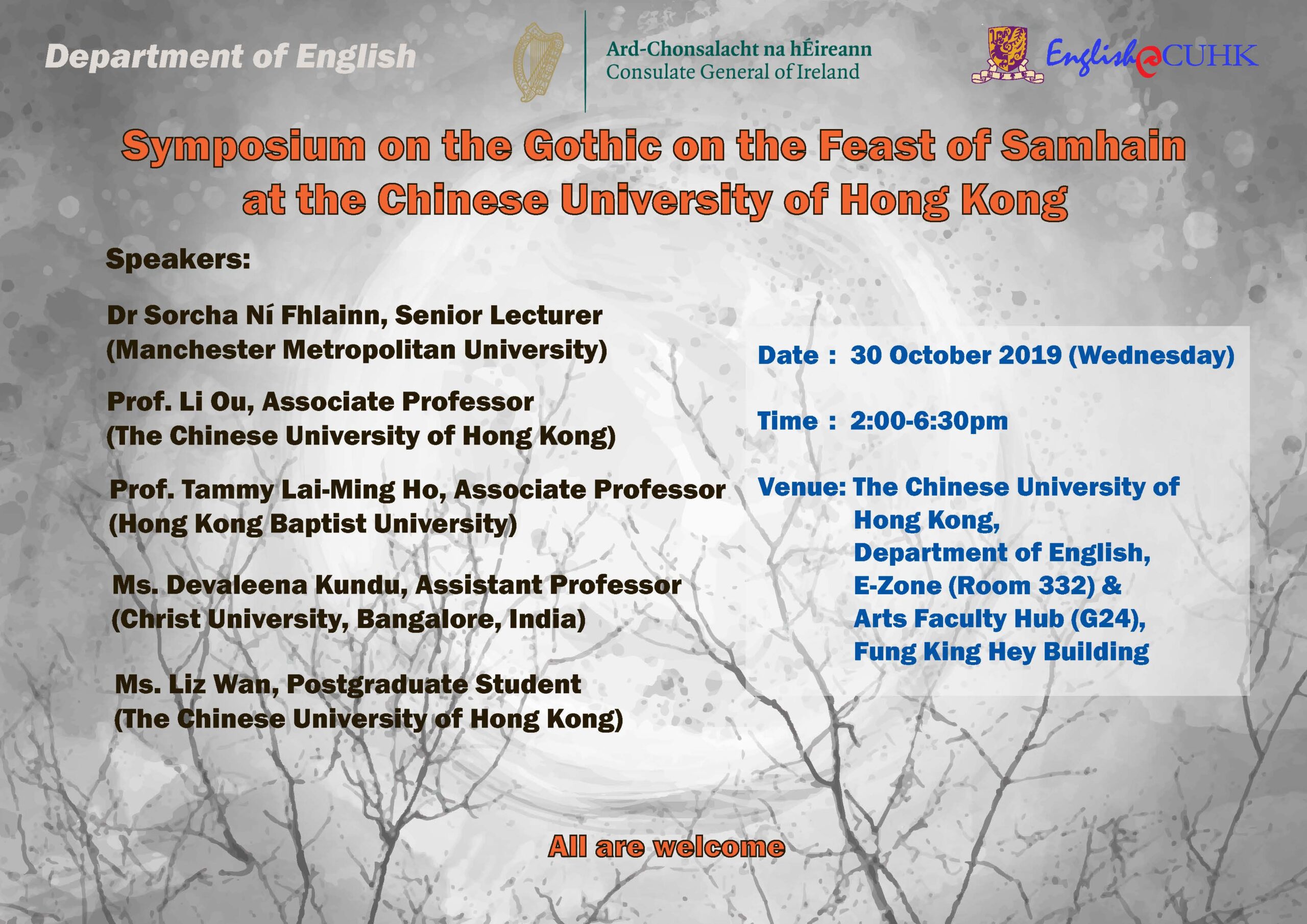Symposium on the Gothic on the Feast of Samhain at the Chinese University of Hong Kong