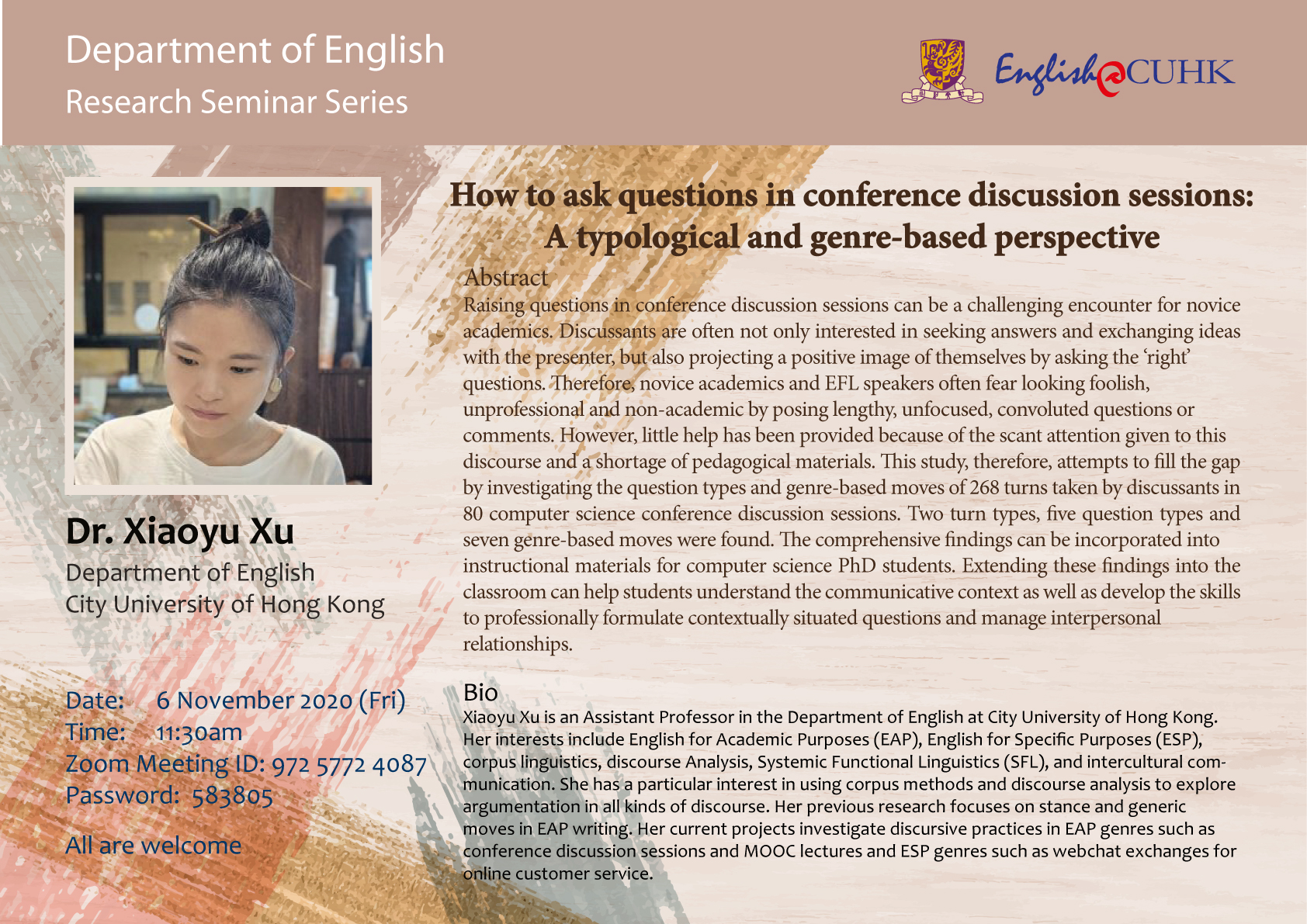 How to ask questions in conference discussion sessions: A typological and genre-based perspective
